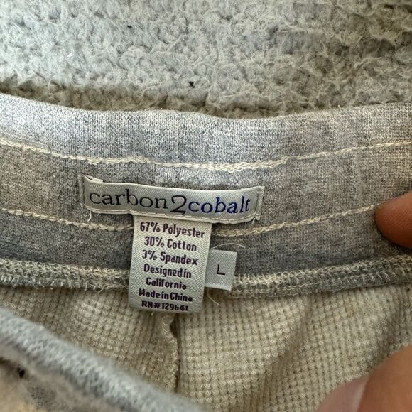 Carbon 2 Cobalt Pants Mens L Beige Thermal Sweatpants Elastic Waist Drawstring - Picture 7 of 7